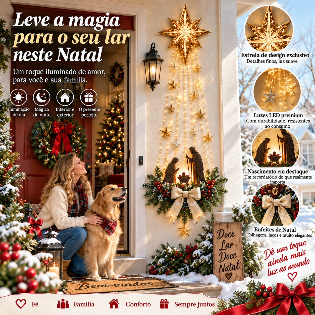 Estrela de Belém con Nacimiento iluminado